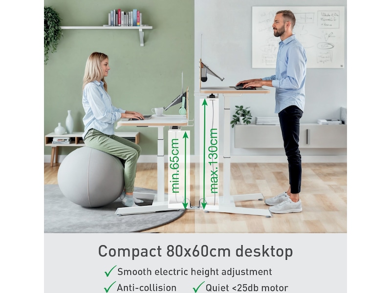 Leitz Ergo Höj- & Sänkbart Skrivbord, elektriskt, stå-upp-påminnelse Aktivitetsbord