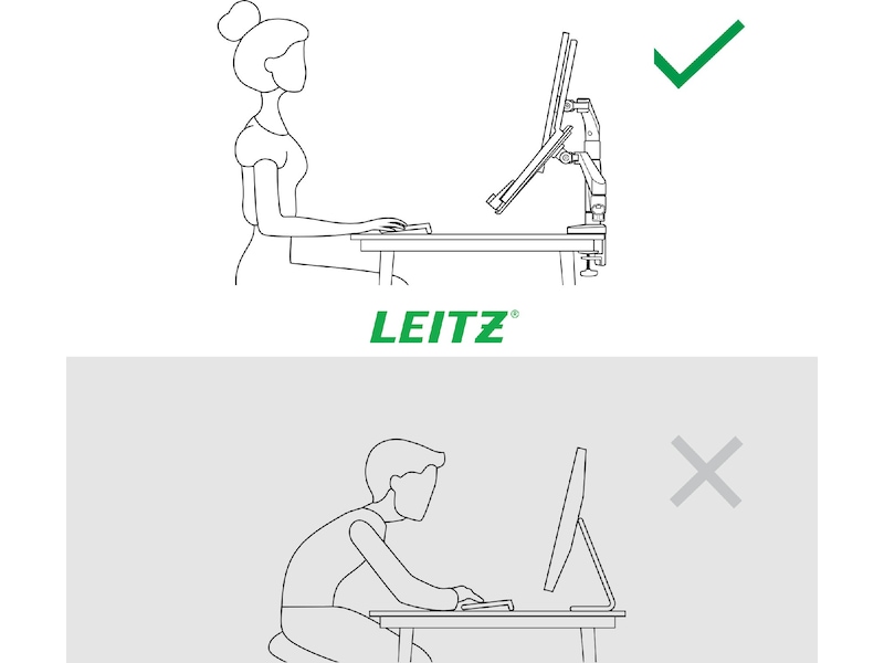 Leitz Ergo Monitorarm & Laptop-Stativ, platsbesparande Bord och väggfäste