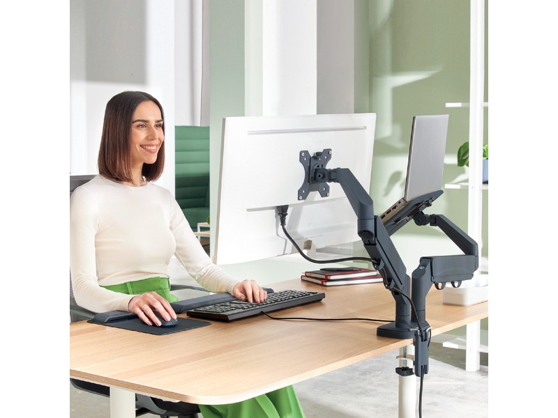 Leitz Ergo Monitorarm & Laptop-Stativ, platsbesparande Bord och väggfäste