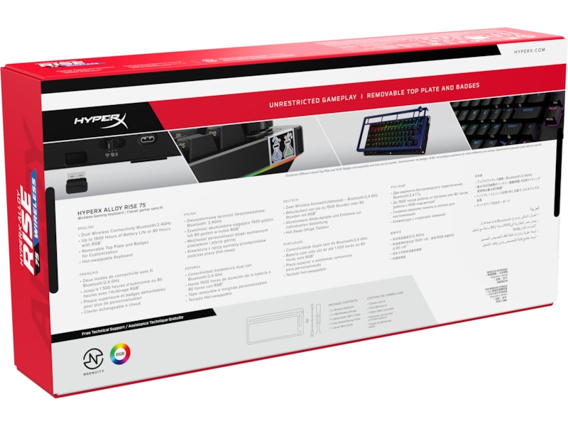 HyperX Alloy Rise 75 Trådlöst Gamingtangentbord (svart) Gamingtangentbord
