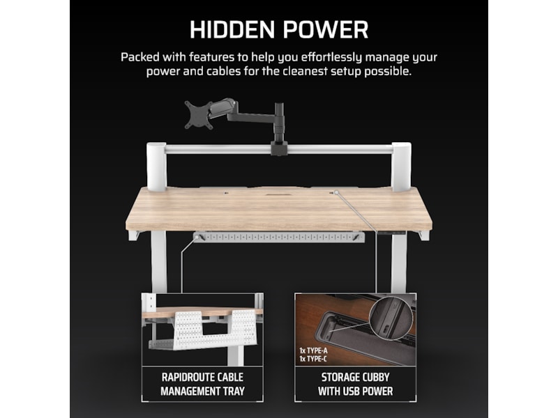 Corsair Platform:4 Elevate skrivbord (vit/ljus trä) Gamingdesk