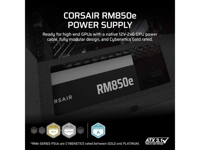 Corsair RMe Series RM850e PSU (svart) Nätaggregat
