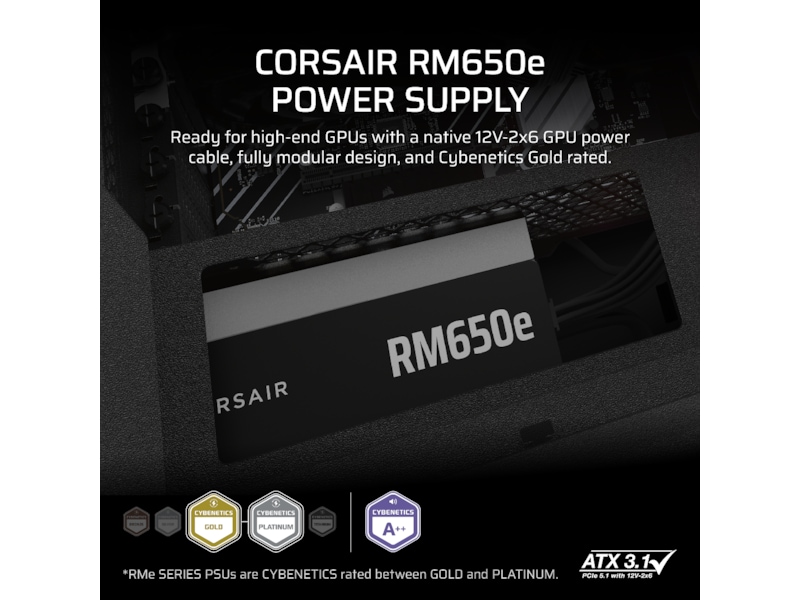 Corsair RMe Series RM650e PSU (svart) Nätaggregat