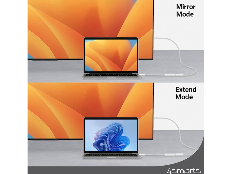 4smarts USB-C till HDMI adapter 15cm (vit) Kabel adapter och övergångar