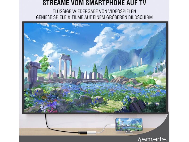 4smarts USB-C till HDMI adapter 15cm (vit) Kabel adapter och övergångar