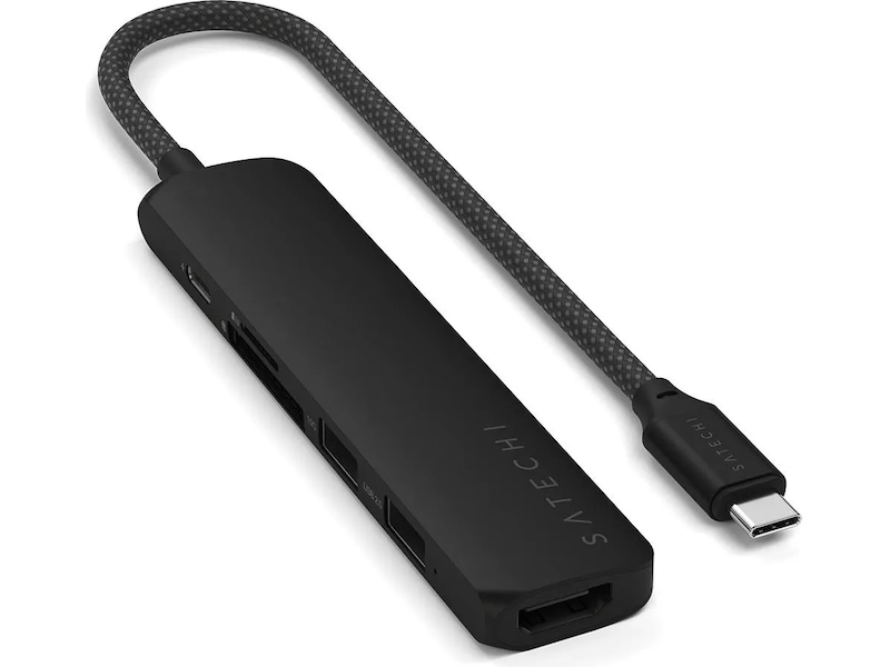Satechi 6-i-1 Slim Multiport docking (svart) Dockningsstation och USB-hub