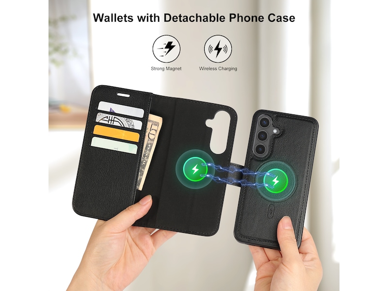 iiglo Galaxy S24 2-i-1 Plånboksfodral (svart) Mobilskal