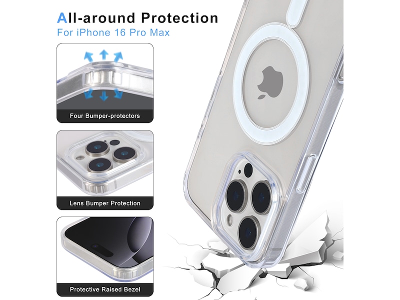iiglo iPhone 16 Pro Max Magnetic Clear Case (transparent) Mobilskal