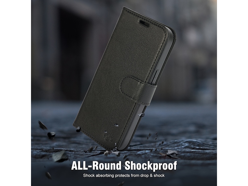 iiglo iPhone 15 2-i-1 Plånboksfodral (svart) Mobilskal