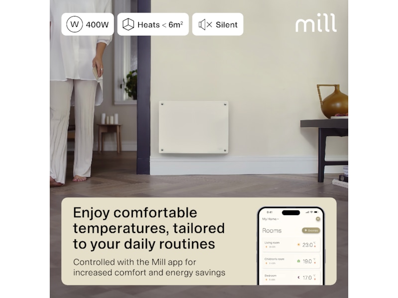 Mill Glass Smart WiFi Gen 4 panelugn 400W Panelelement