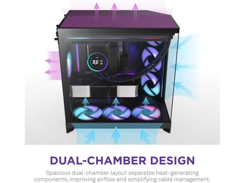 NZXT H9 Flow RGB Mid Tower (svart) Midi tower