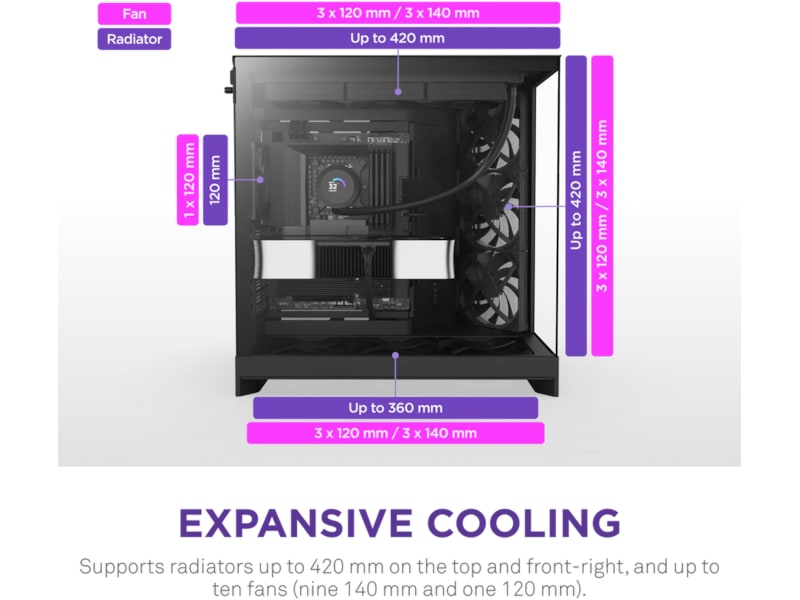 NZXT H9 Flow Mid Tower (svart) Midi tower