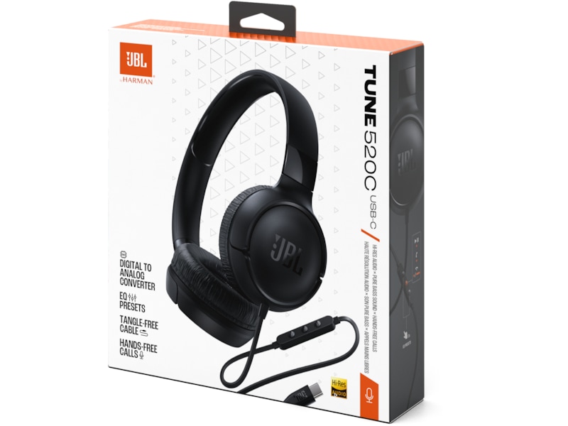 JBL Tune 520C USB-C Headset, on-ear (svart) Hörlurar