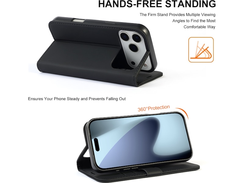 iiglo iPhone 17 Pro Max Plånboksfodral (svart) Mobilskal