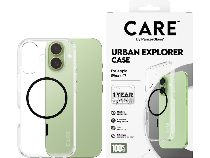 PanzerGlass CARE iPhone 17 Urban Explorer skal (transparent/svart) Mobilskal