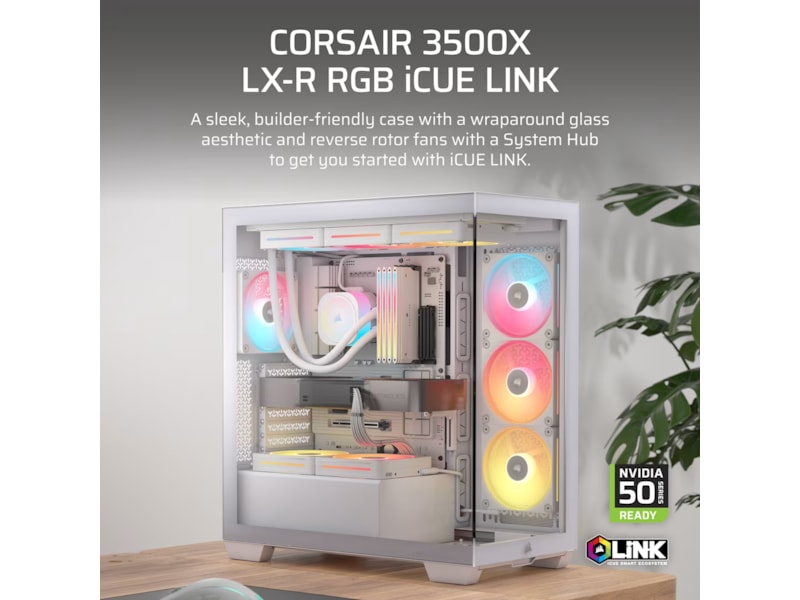 Corsair 3500X LXR LINK Mid Tower (vit) Midi tower