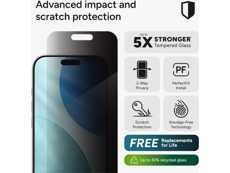 InvisibleShield Glass Elite Privacy Skärmskydd iPhone 17 Skärmskydd mobiltelefon