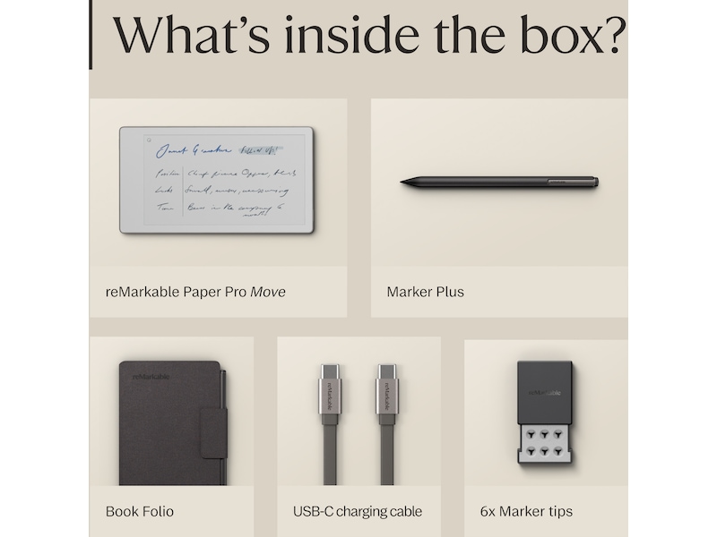reMarkable Paper Pro Move 7.3" inkl. Marker Plus & Book Folio (basalt) Digitala anteckningsblock