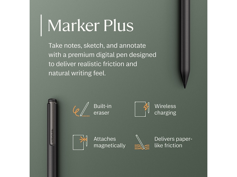 reMarkable Paper Pro 7.3" inkl. Marker Plus & Book Folio (svart skinn) Digitala anteckningsblock