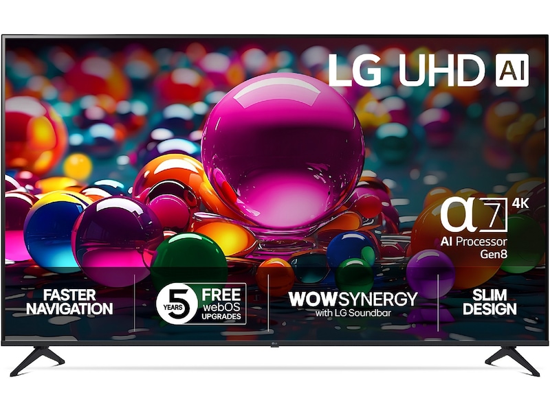 LG 86'' UA75 AI 4k Smart TV (2025) + NS60 soundbar Över 80 tums TV