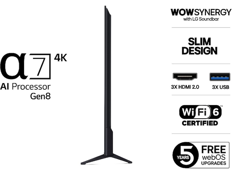 LG 86'' UA75 AI 4k Smart TV (2025) + NS60 soundbar Över 80 tums TV