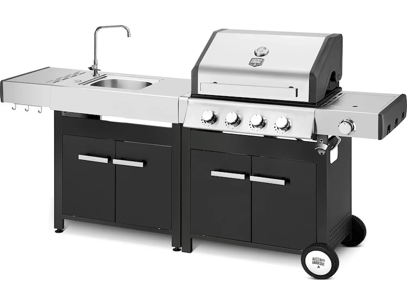 Austin and Barbeque Sidobord med Diskho Utomhusgrillvagnar