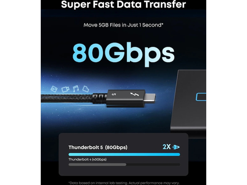 Anker Prime 240W USB-C till Thunderbolt 5 kabel 0,5m (svart) USB-kablar