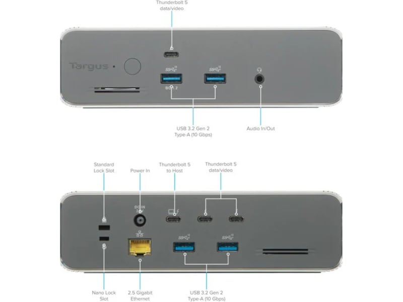 Targus Thunderbolt™ 5 Triple Video 8K Dock med 140W EPR Dockningsstation och USB-hub