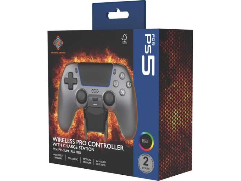 Deltaco Gaming Trådlös Handkontroll Metallic Painted (PS5) (Steel Gray) Tillbehör till spelkonsoler