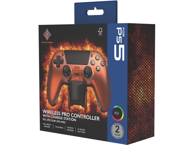 Deltaco Trådlös Kontroller (PS5) - Metallic (Orange Copper) Tillbehör till spelkonsoler