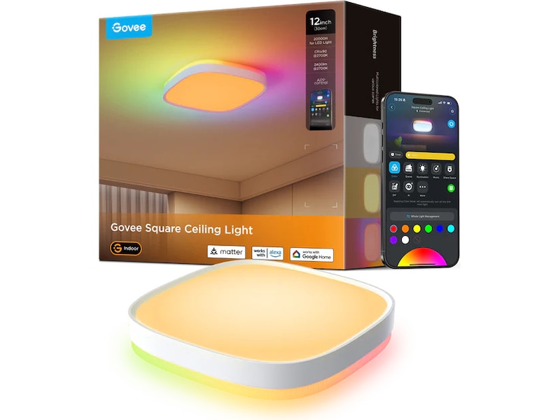 Govee 30cm RGBWW + RGBIC Smart fyrkantig taklampa Taklampa