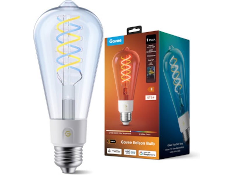 Govee Smart Edison Pære E27, RGBWW LED Lampa ST64 LED-lampor & glödlampor
