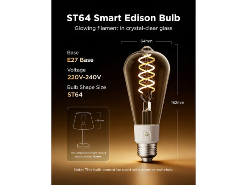 Govee Smart Edison Pære E27, RGBWW LED Lampa ST64 LED-lampor & glödlampor