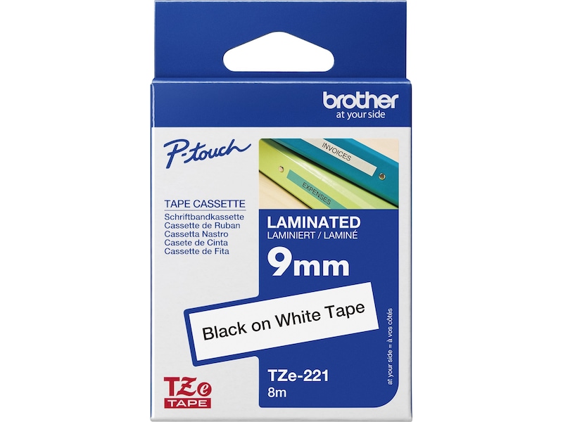 Brother Tape TZE221 9mm Svart/Vit Label-produkter