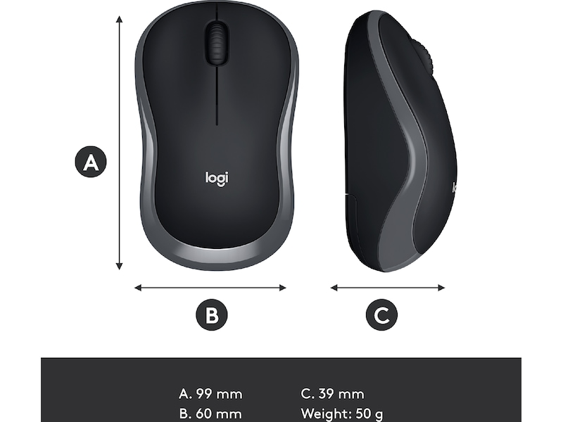 Logitech M185 Trådlös Mus Swift Grey Mus