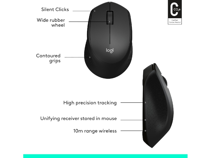Logitech M330 Silent Plus Trådlös PC mus (svart) Mus
