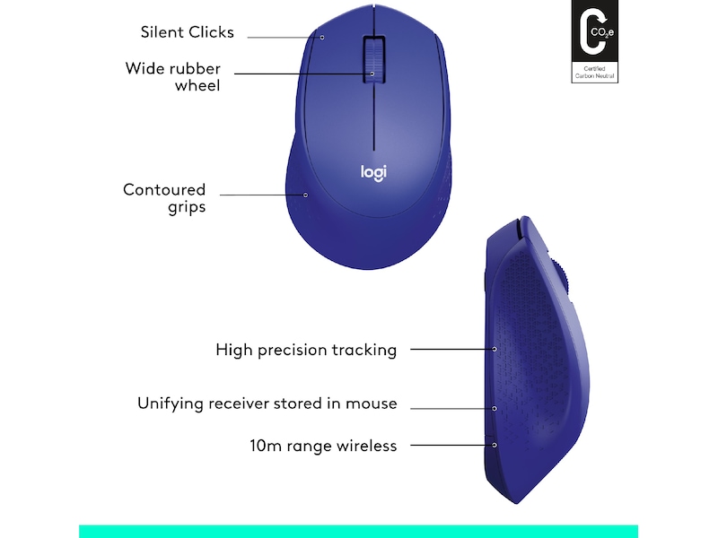 Logitech M330 Silent Plus Trådlös Blå Mus