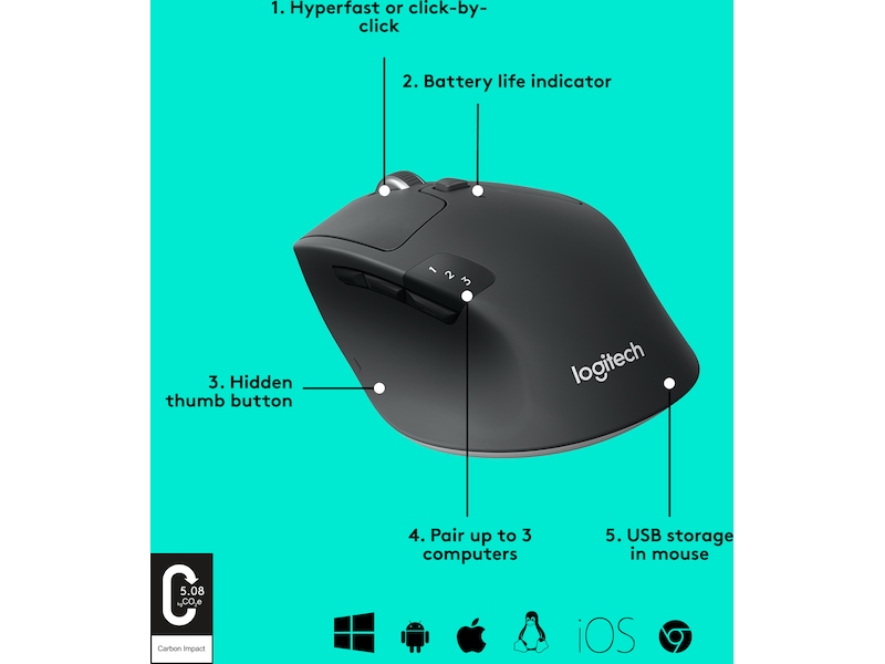 Logitech M720 Triathlon Trådlös Mus Mus