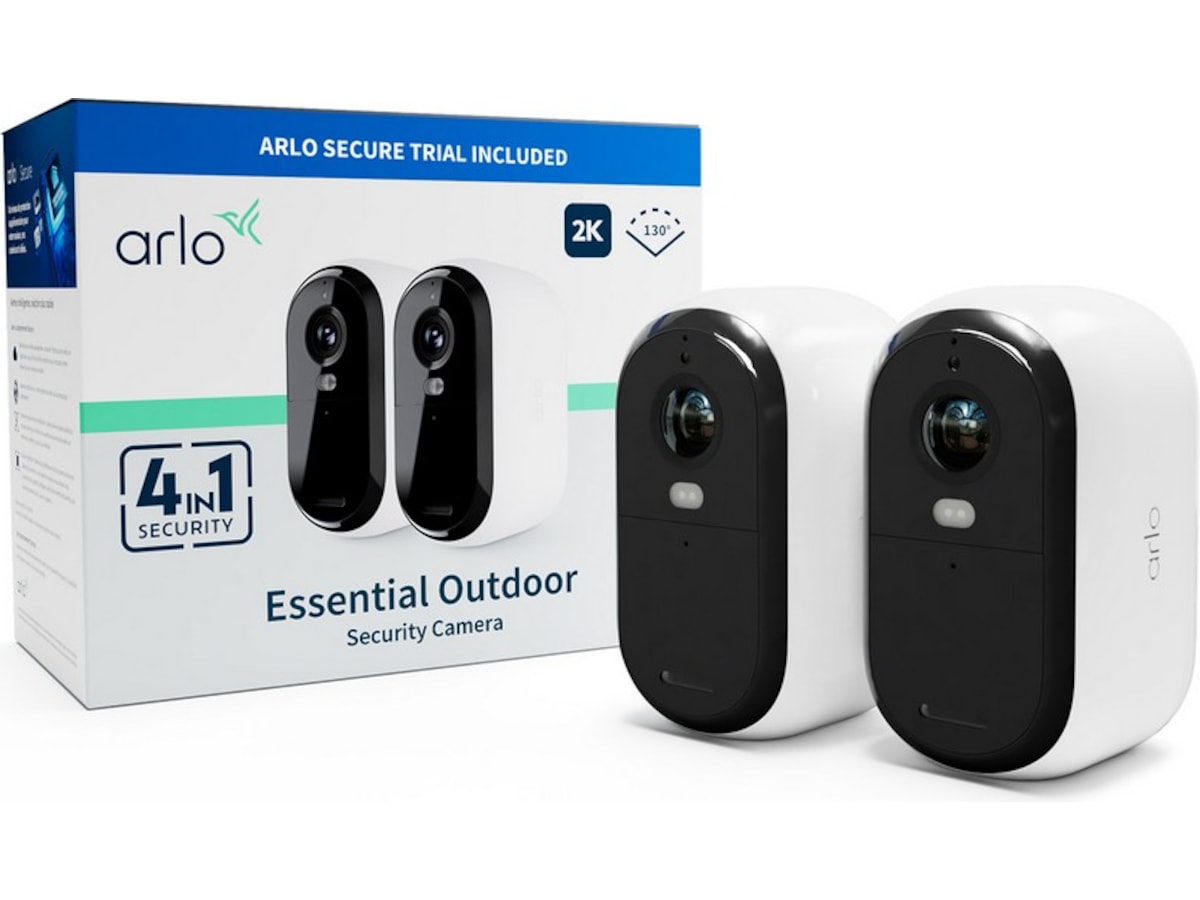 Arlo Essential 2 2K Outdoor Säkerhetskamera (vit) 2pk Övervakningskamera