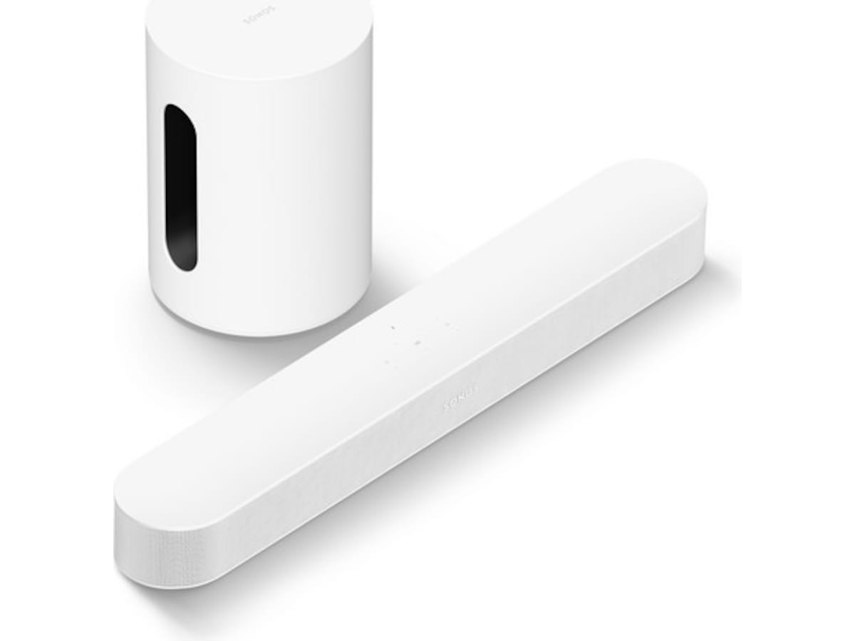 Sonos Sub Mini Trådlös subwoofer (vit) + Sonos Beam Soundbars