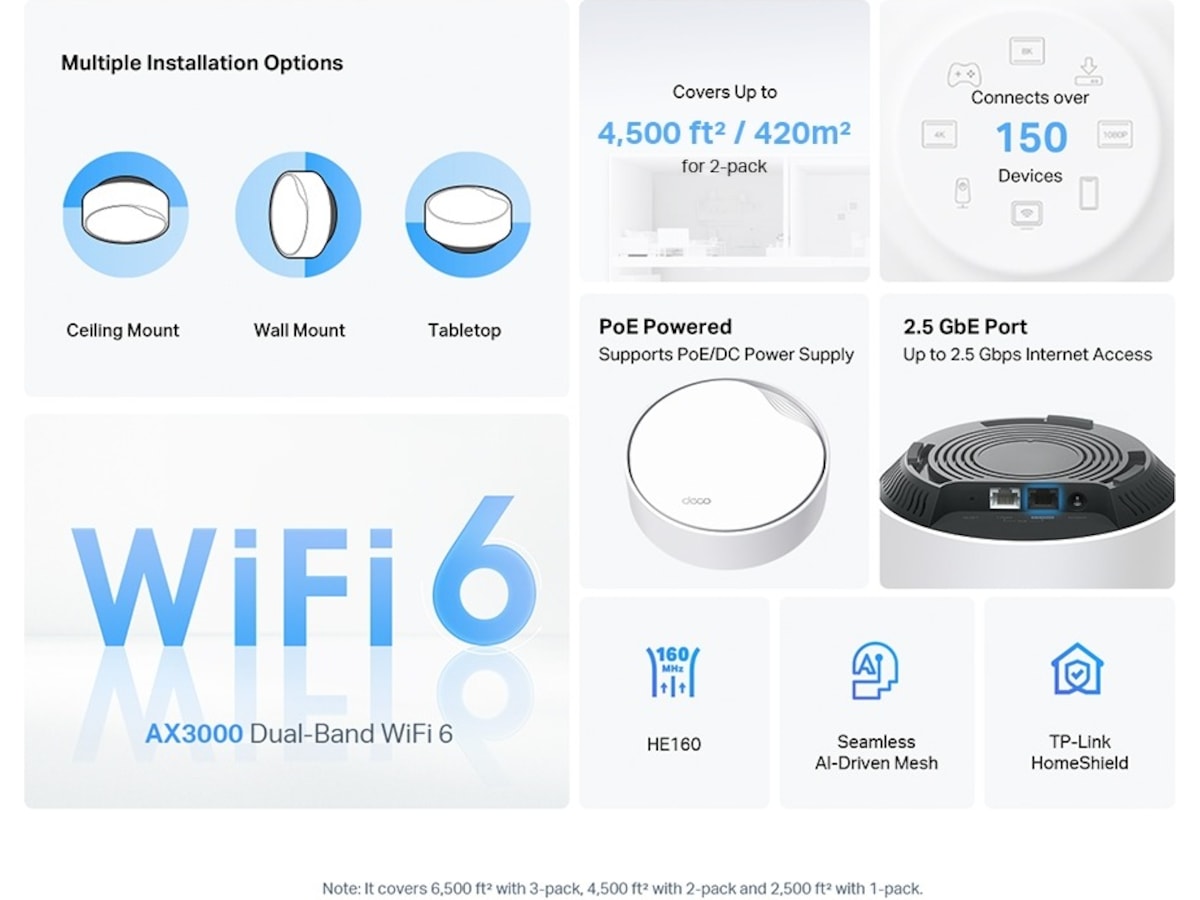 TP-Link Deco X50-PoE Mesh 3-pack Router