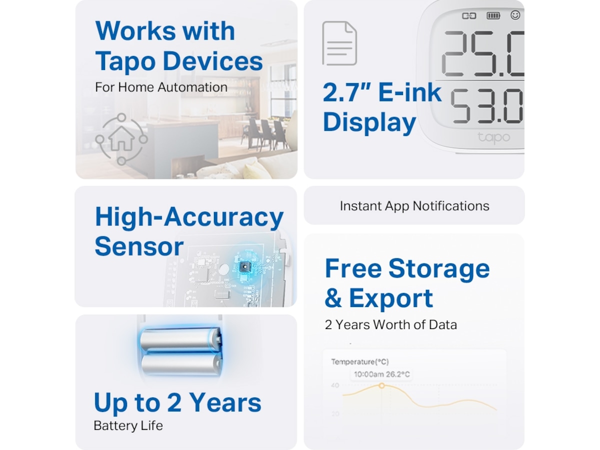 Tapo T315 V1.2 Smart temperatur- och luftfuktighetsmätare Sensorer