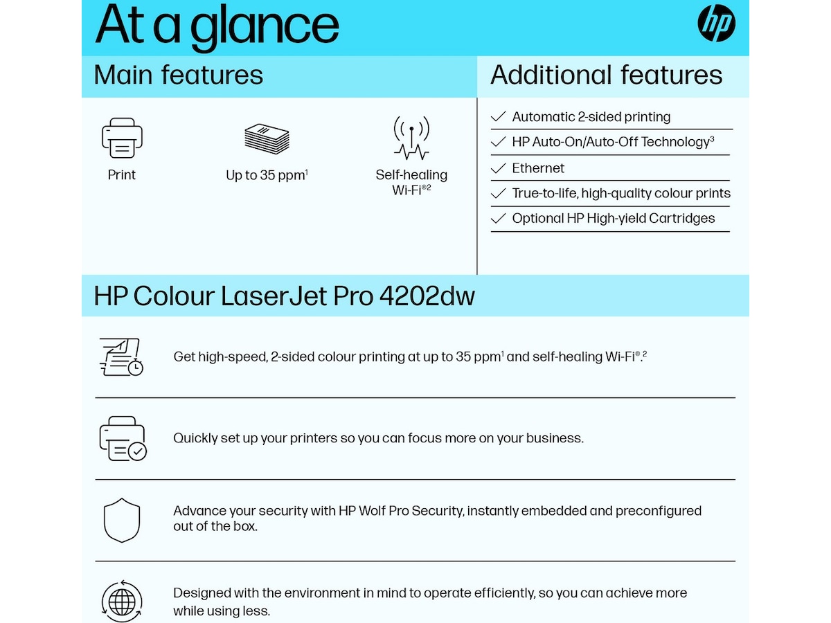 HP Color LaserJet Pro 4202dw laserskrivare Skrivare