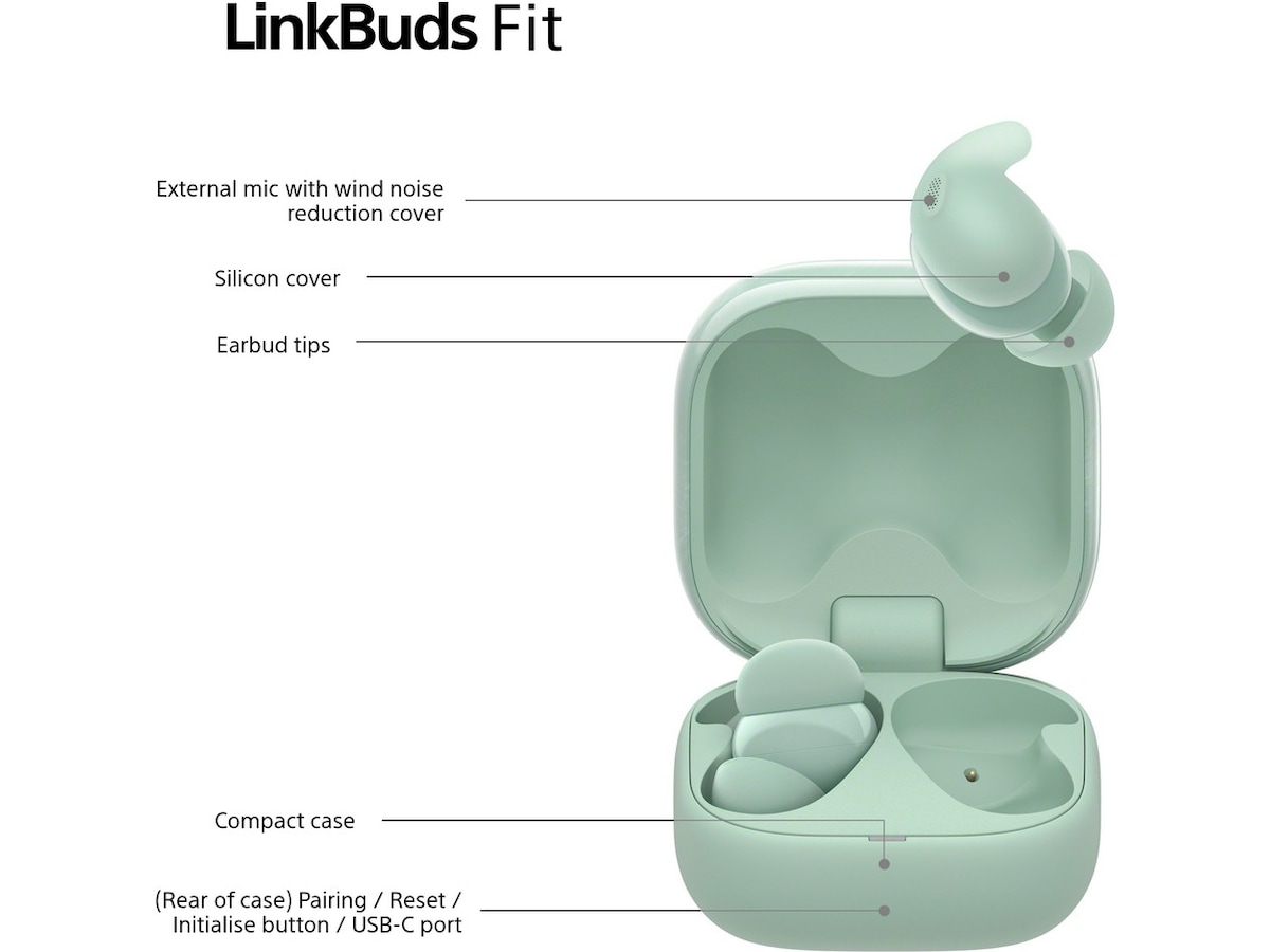 Sony Linkbuds Fit trådlösa öronsnäckor, In-Ear (grön) In-ear hörlurar