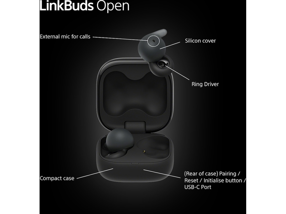 Sony Linkbuds Open True Wireless öronproppar (svart) In-ear hörlurar