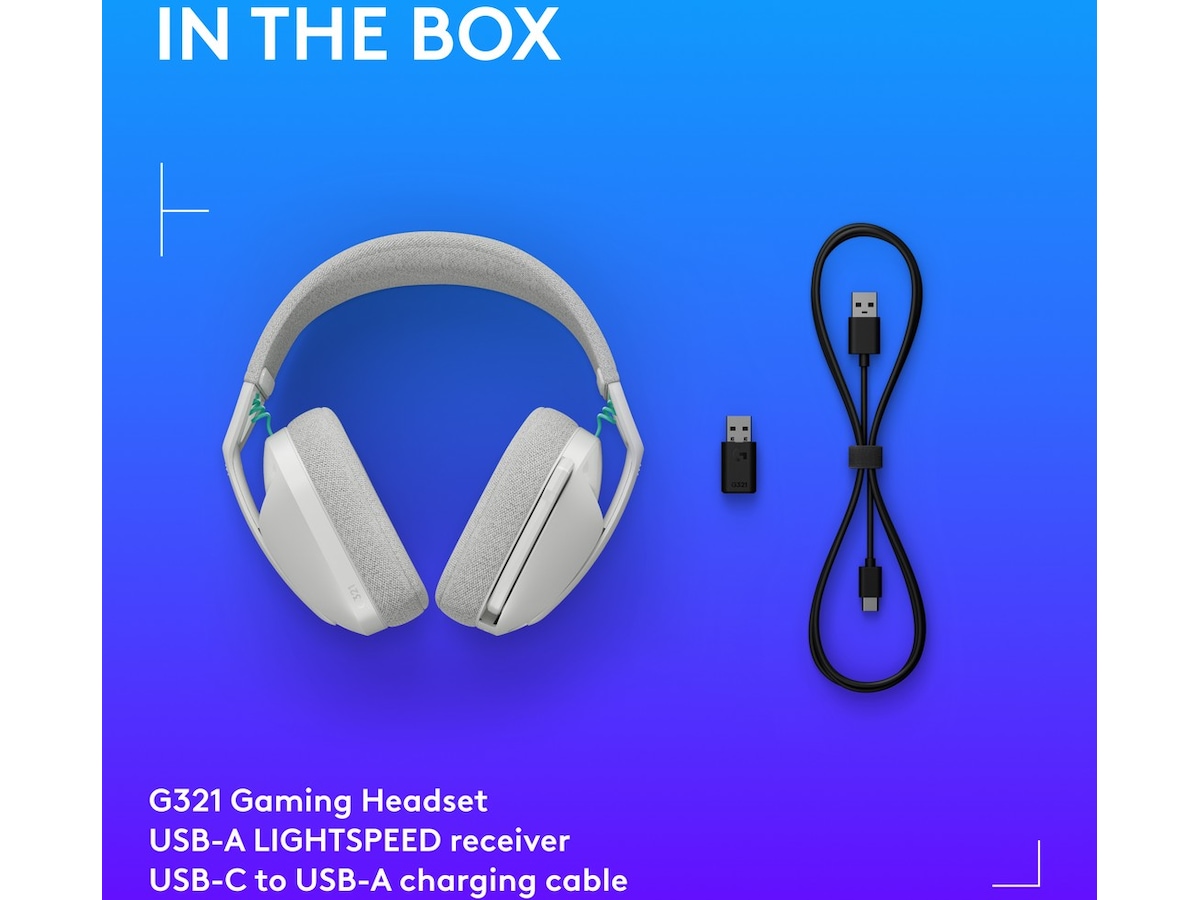 Logitech G321 Lightspeed trådlöst gamingheadset (vit) Gamingheadset