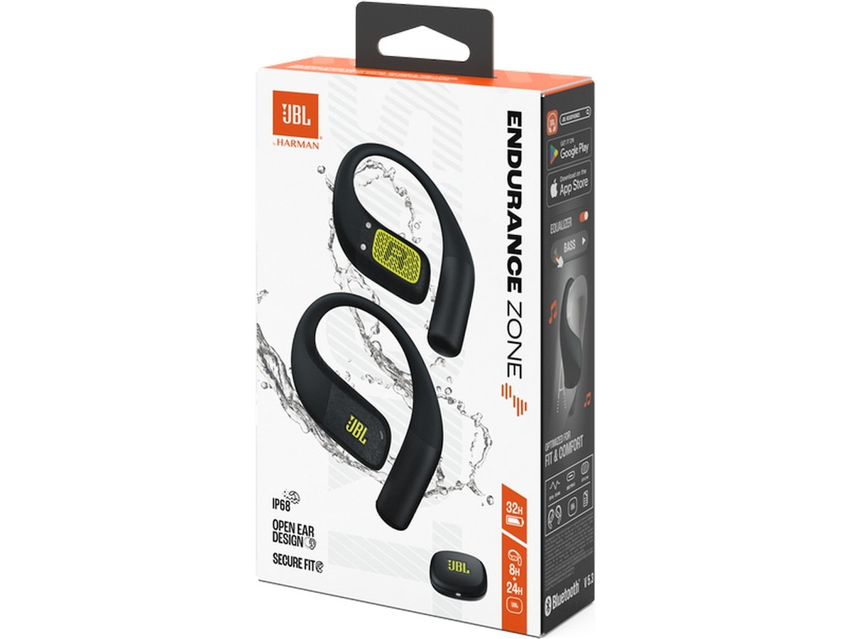JBL Endurance Zone Trådlösa öronproppar, Open Ear (svart/lime) In-ear hörlurar