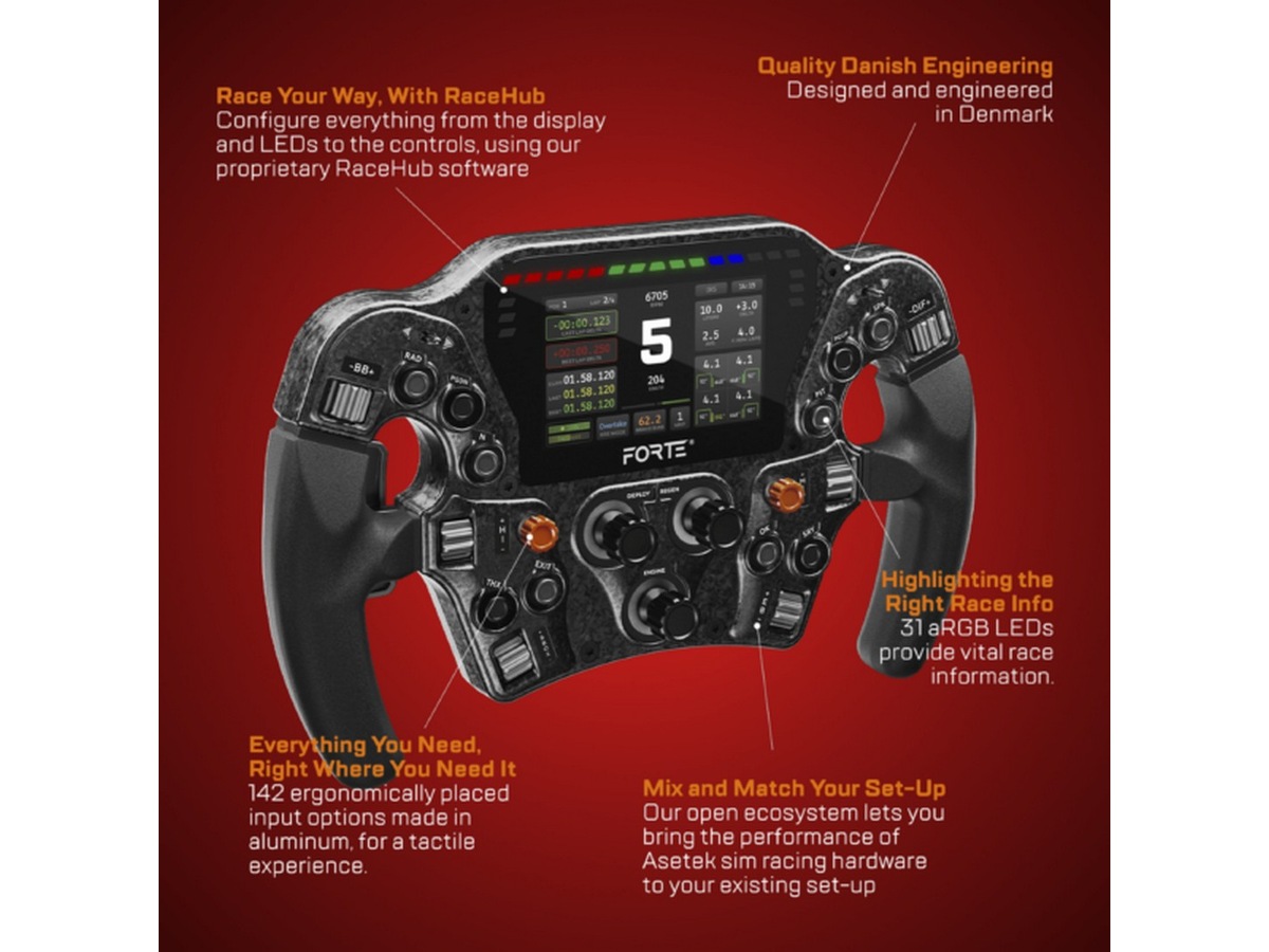 Asetek Forte Formula Pro ratt Ratt och pedaler
