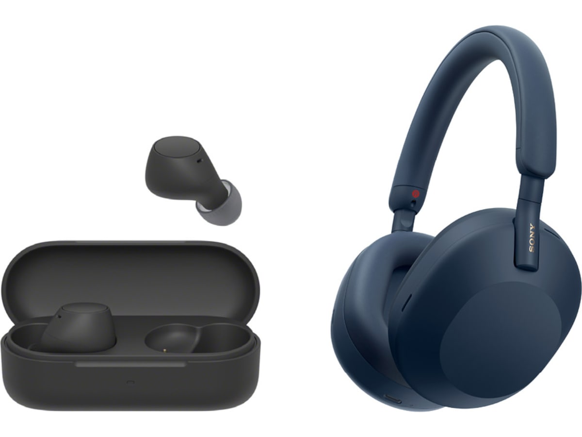 Sony WH-1000XM5 trådlösa hörlurar over-ear (blå) + WF-510 buds Hörlurar