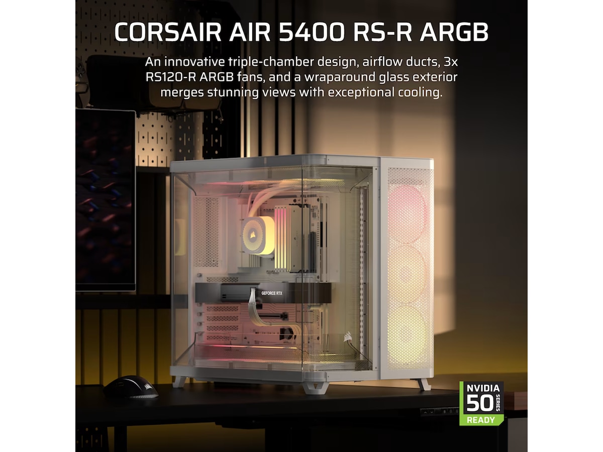 Corsair AIR 5400 RS-R ARGB Triple Chamber Mid Tower (hvid) Midi tower
